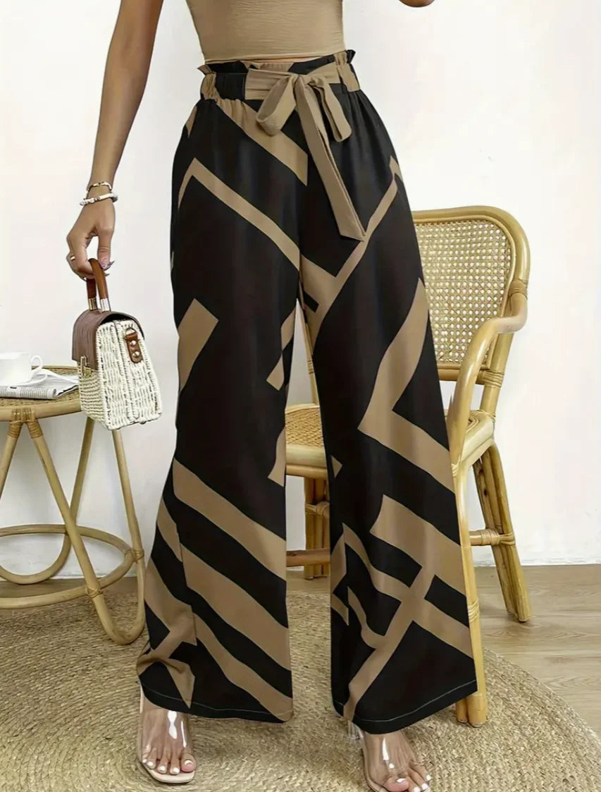 Women's Geometric Pattern Wide Leg Pants