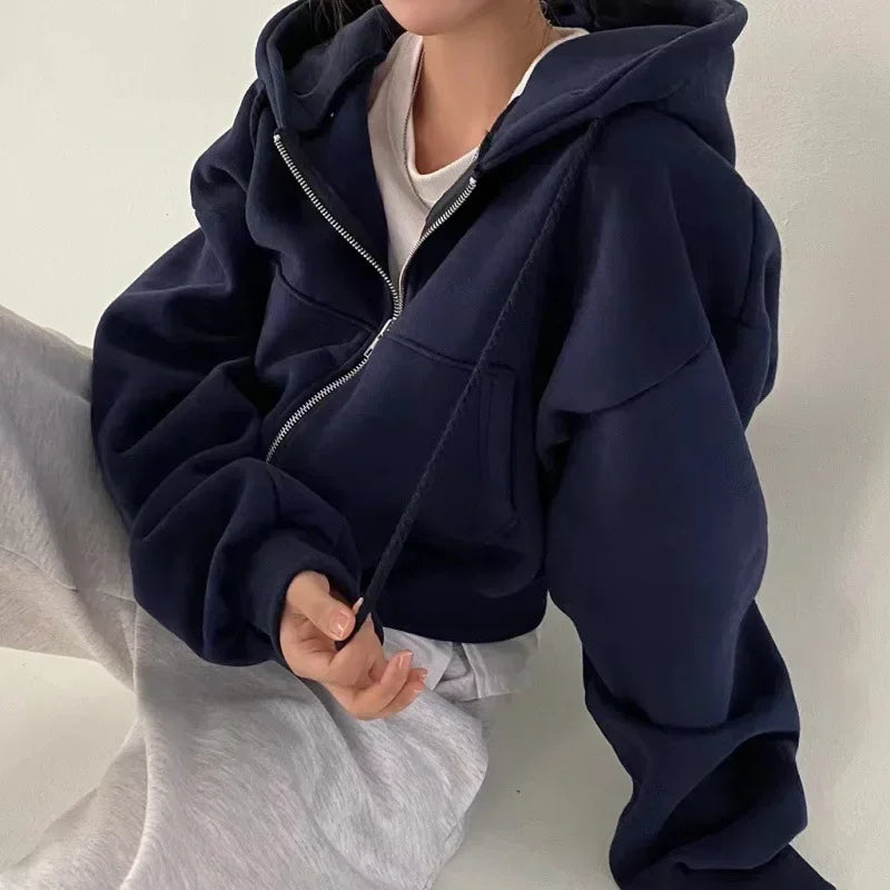 Zip-Up Hooded Sweatshirt for Women