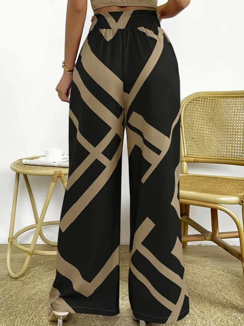 Women's Geometric Pattern Wide Leg Pants