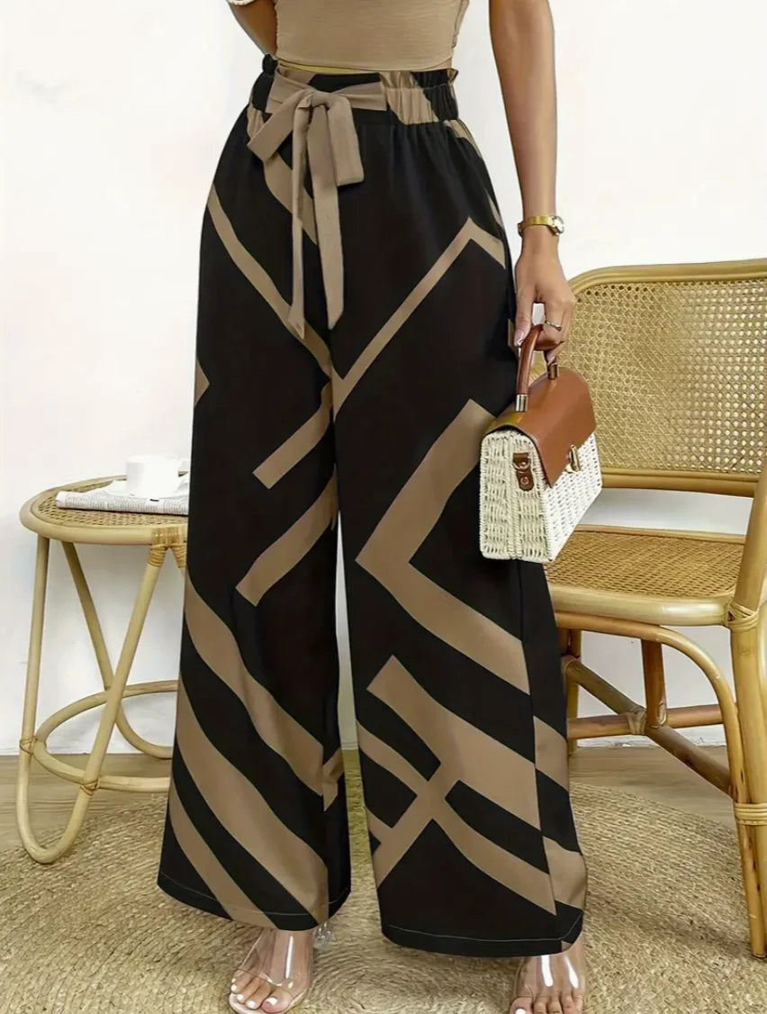 Women's Geometric Pattern Wide Leg Pants