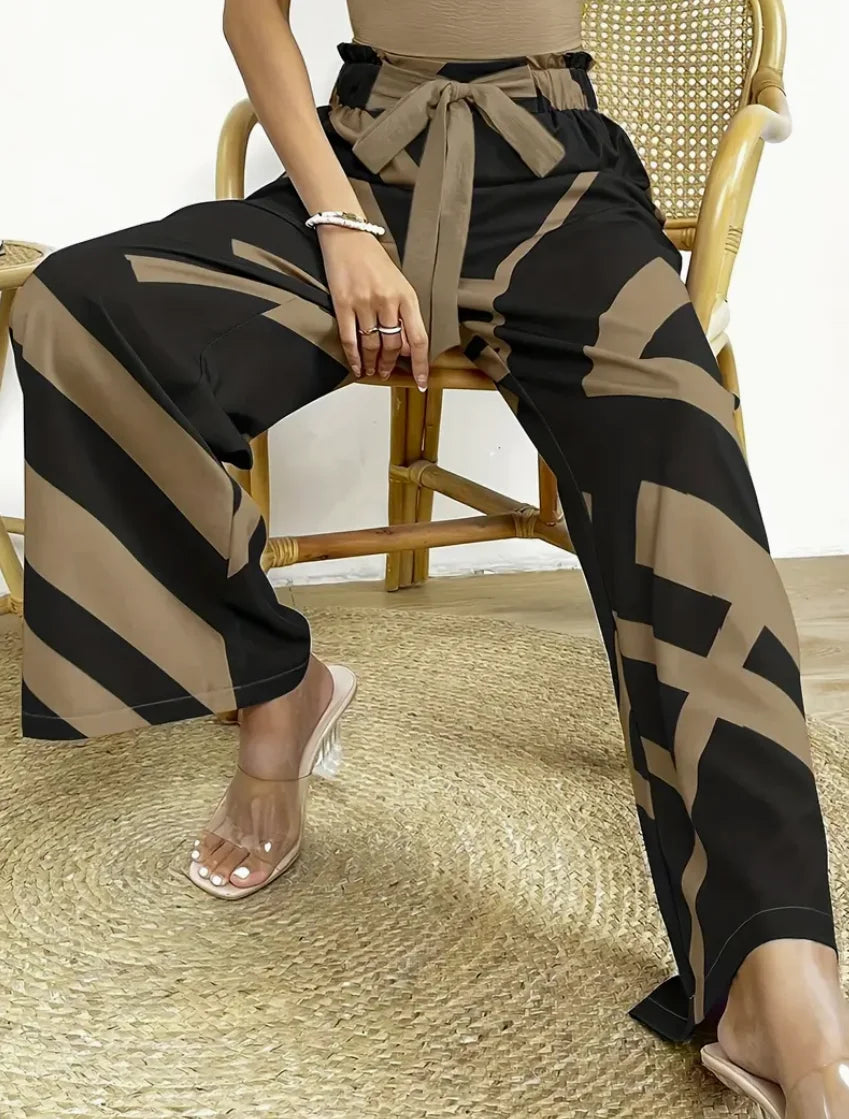 Women's Geometric Pattern Wide Leg Pants