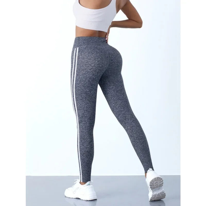 Women's Striped High-Waist Yoga Leggings